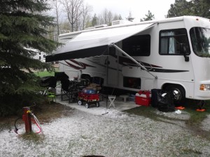 Not snow. This was rigth after our short hail storm. Fire didn't even go out.