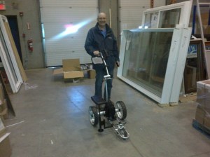 Practicing before heading south with my remote controlled golf bag.