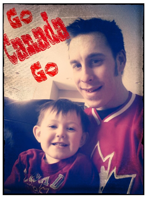 Jackson & Corey cheering on Canada Feb 21st 2014 