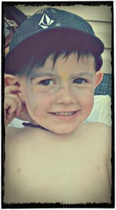 Face paint just about worn out as is he. He lasted all day going strong.