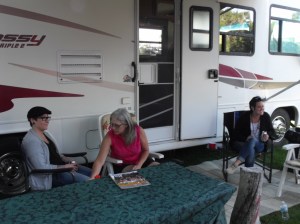 A surprise visit from Jess and Pen at the campsite.