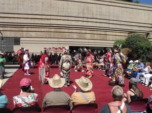 Native dancing outside the main building. Wonderful but every song sounded the same. I think even Larry G could dance these steps. 