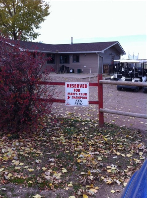 Club champion special parking spot. My club doesn't do this put it is a neat idea.