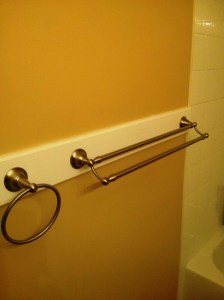 Best way to install a heavy use towel bar. Chins can be done on this.