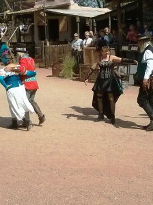 Getting ready for the fight. Over a woman !!