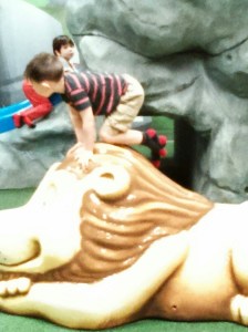 Fun times on the slide . Much better than shopping.