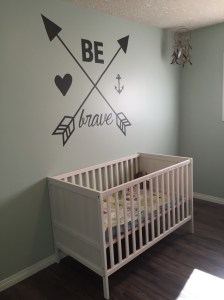 The nursery with new paint, flooring and furniture