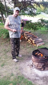 Hopefully you can see Fred with his unique wiener cooker. Difficult to see him in that camo