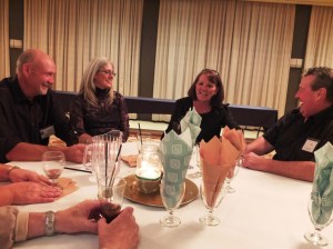 Visiting with friends from grade one. Terry and Debbie Harris 