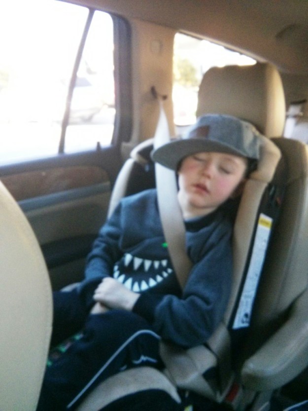 Jackson tired and sleeping in between events