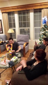 Waiting for the pie to hit