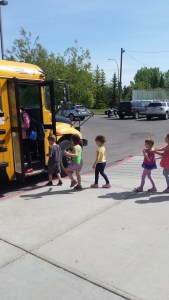 The first bus ride. NOTE: NO seatbelts ? 