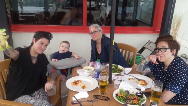 Boston Pizza with Jessica, Penny, August,Jackie and I 