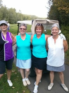 Jackie, Terry, Tracy and Jenny all ready to hit those balls.