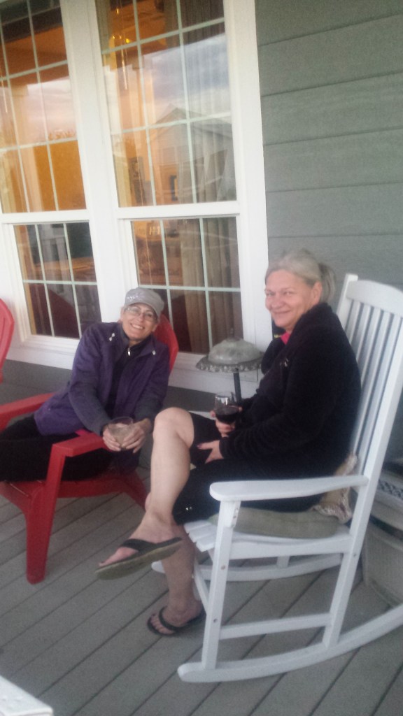 The girls taking a break before golfing