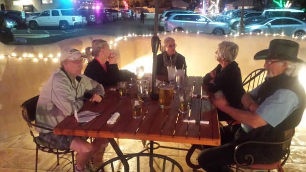 Sitting on the deck with Mexican food and cold beer with great friends 